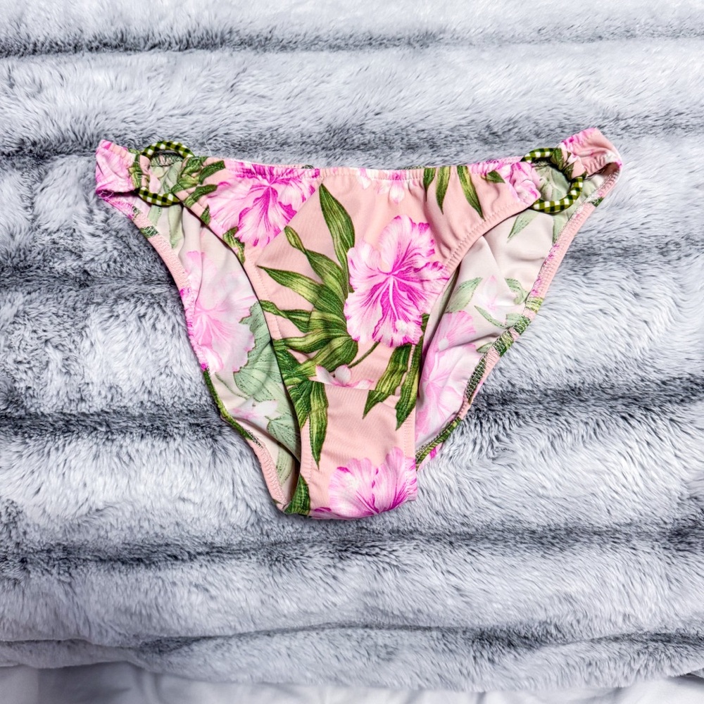 VTG Vintage Venus Y2K Flowers Floral Bikini BOTTOMS Gingham Hardware